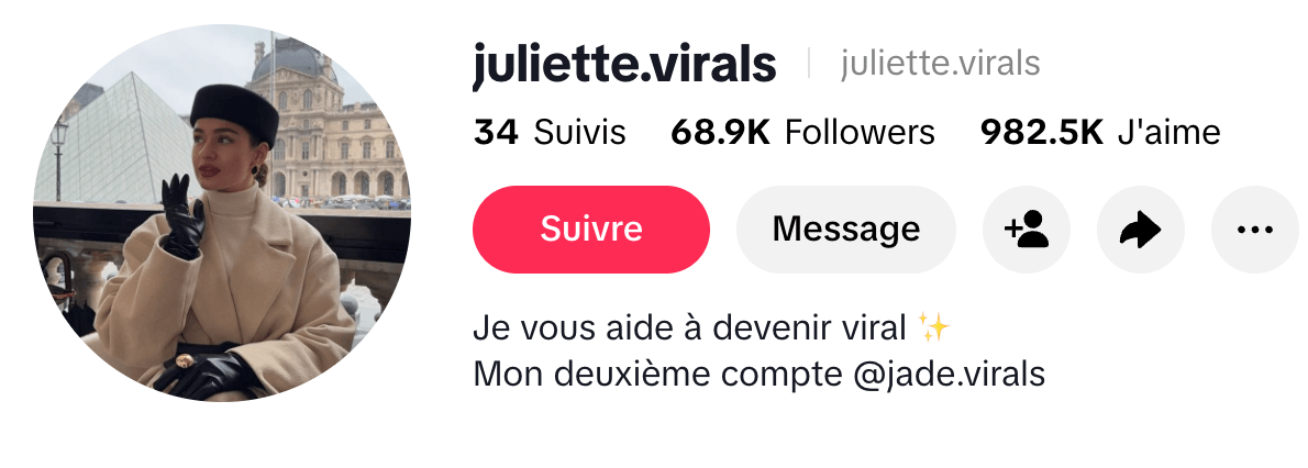 Capture du même compte aujourd'hui