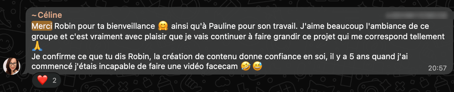 Message de Céline