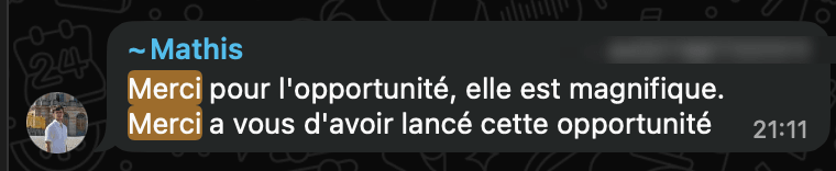 Message de Mathis