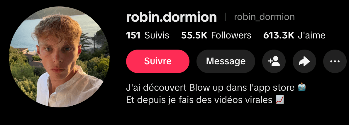 Capture du même compte aujourd'hui