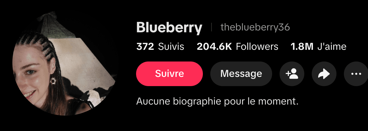 Capture du même compte aujourd'hui