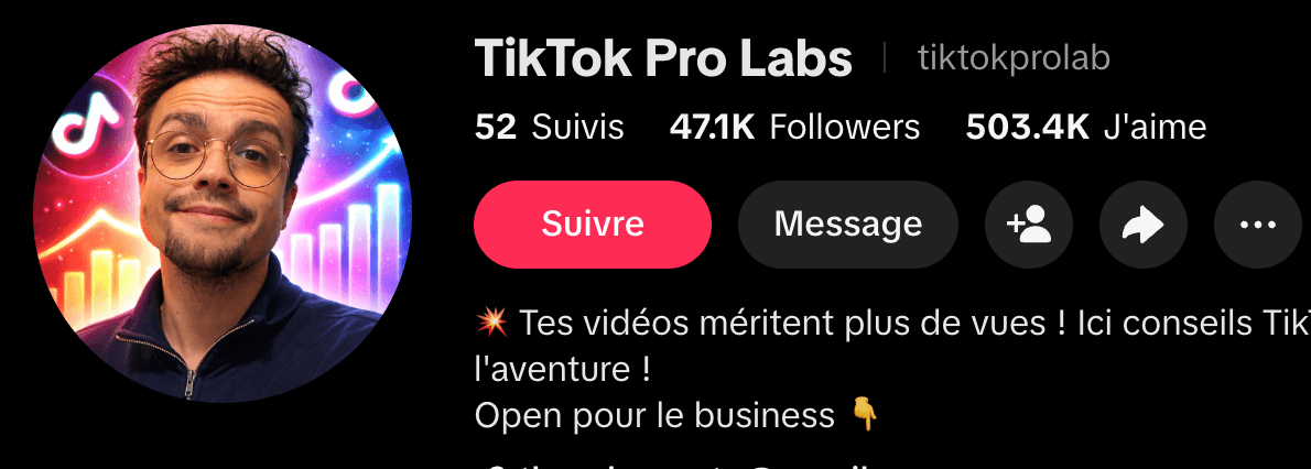 Capture du même compte aujourd'hui